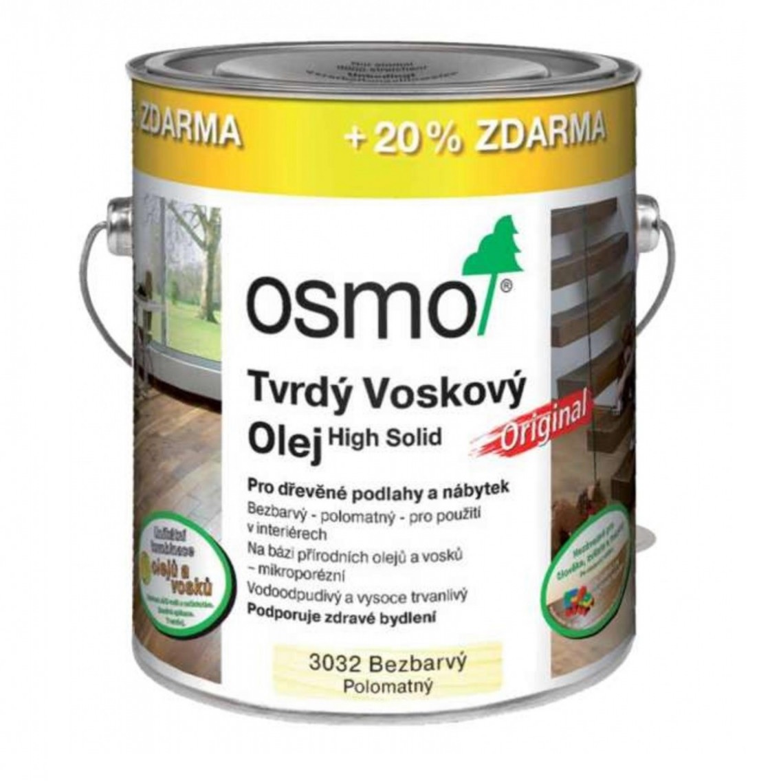 Osmo Tvrdý voskový olej 3032 Bezfarebný Hodv. polomat 0,375L