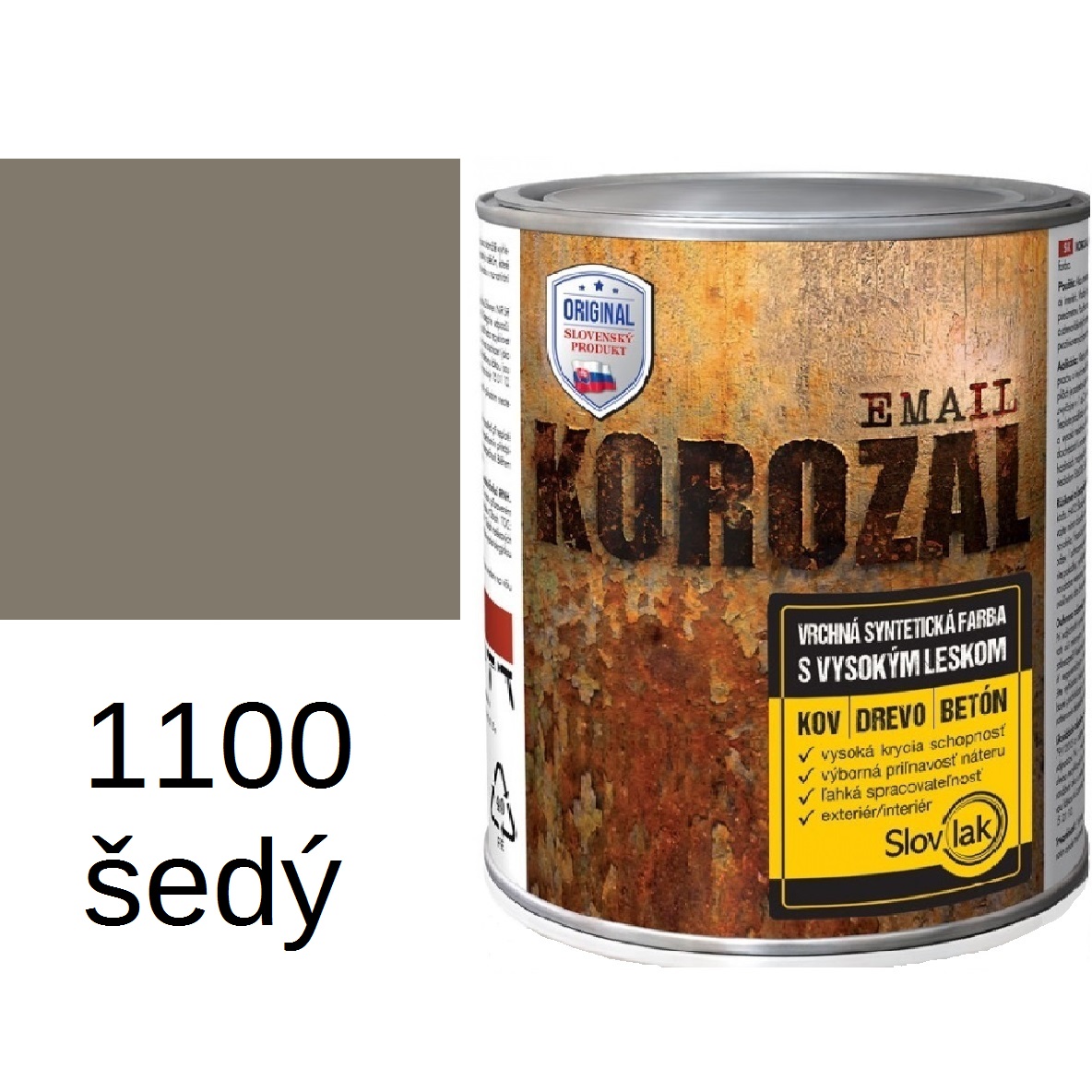 KOROZAL email lesklý 1100 šedý 0,75kg