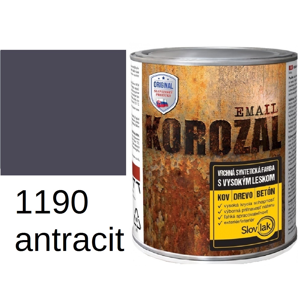 KOROZAL email lesklý 1190 antracit 0,75kg