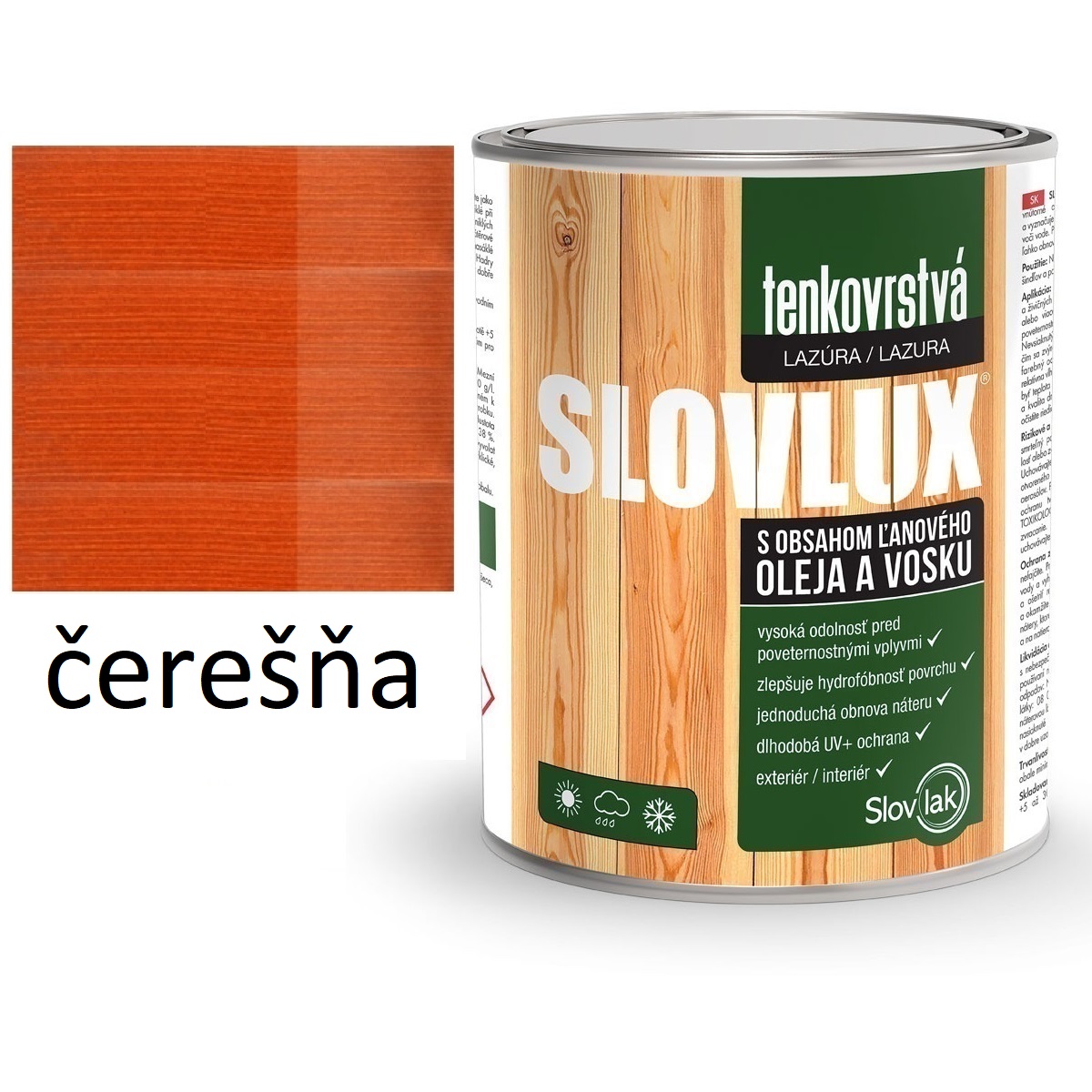 SLOVLUX tenkovrstvá lazúra na drevo čerešňa 2,5L