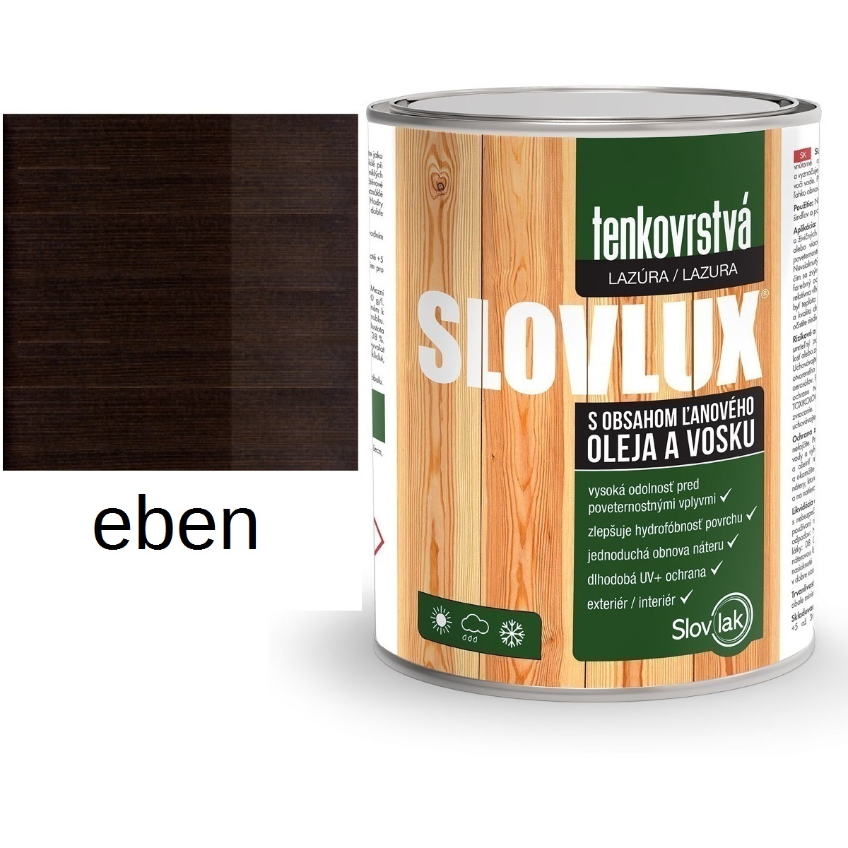 SLOVLUX tenkovrstvá lazúra na drevo eben 0,7L