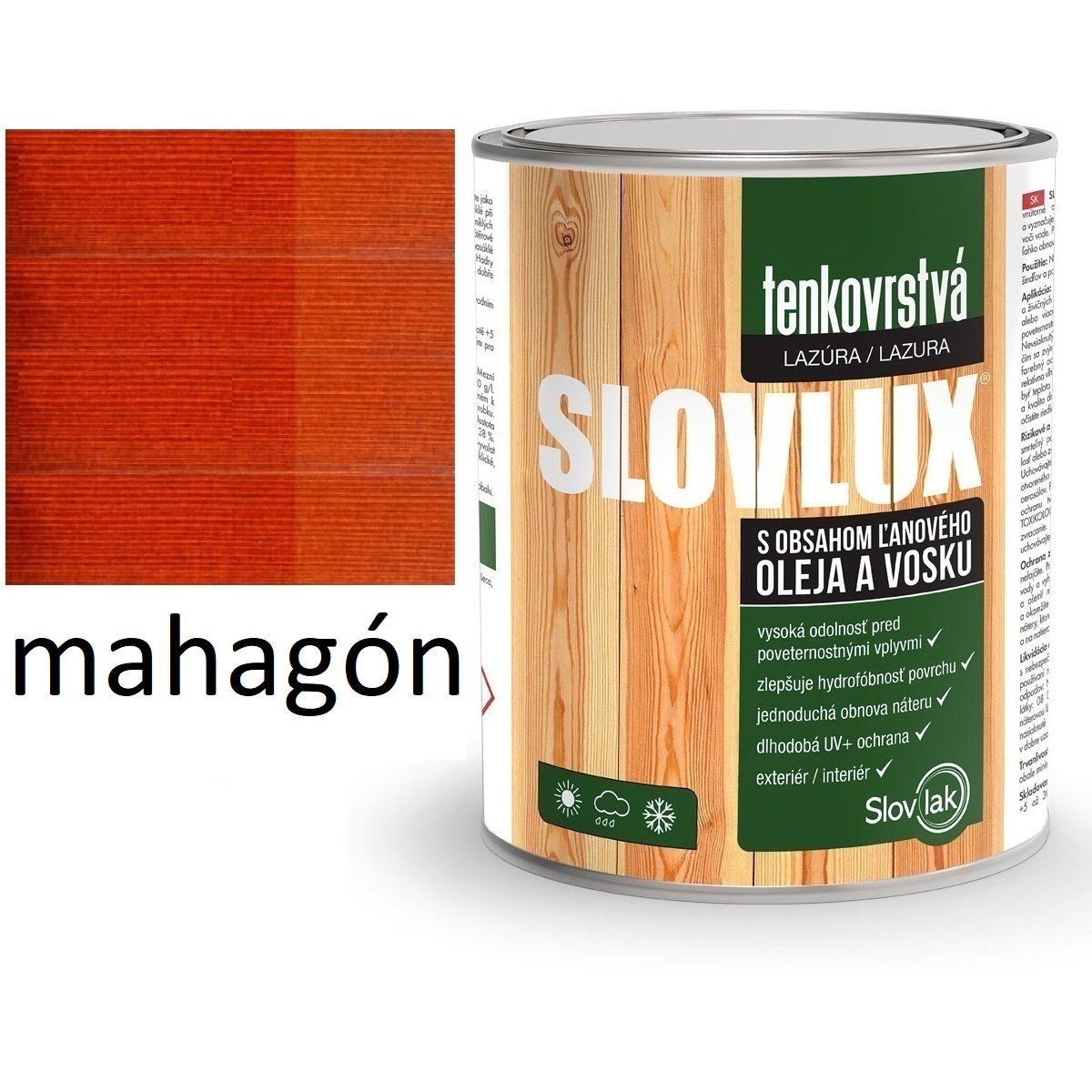 SLOVLUX tenkovrstvá lazúra na drevo mahagón 2,5L