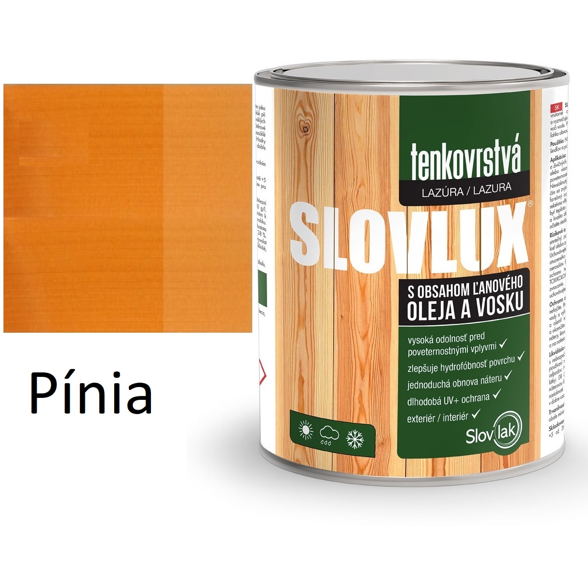SLOVLUX tenkovrstvá lazúra na drevo pínia 2,5L